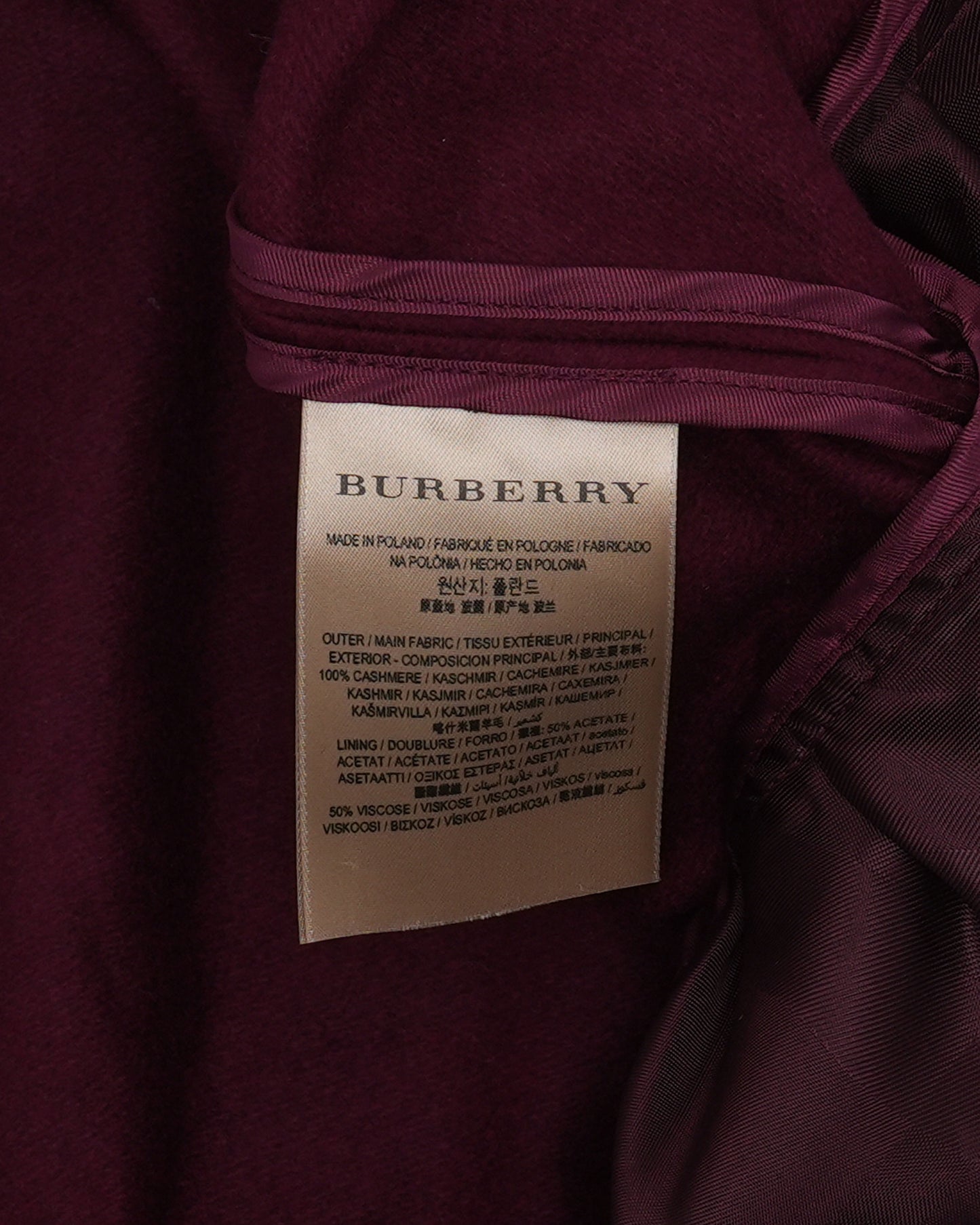 Cashmere Oxblood Cape