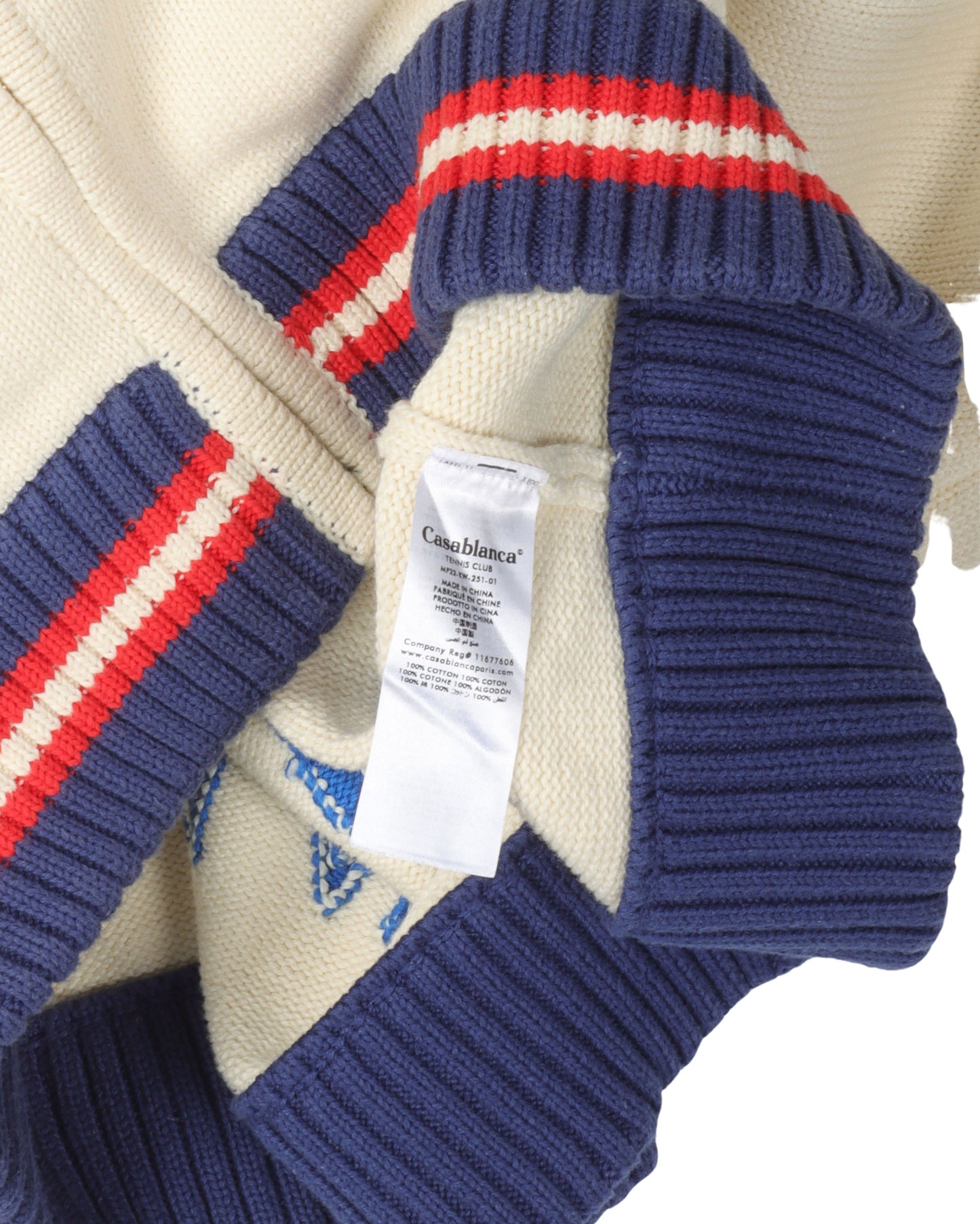 Roll Neck Intarsia Knit Cardigan