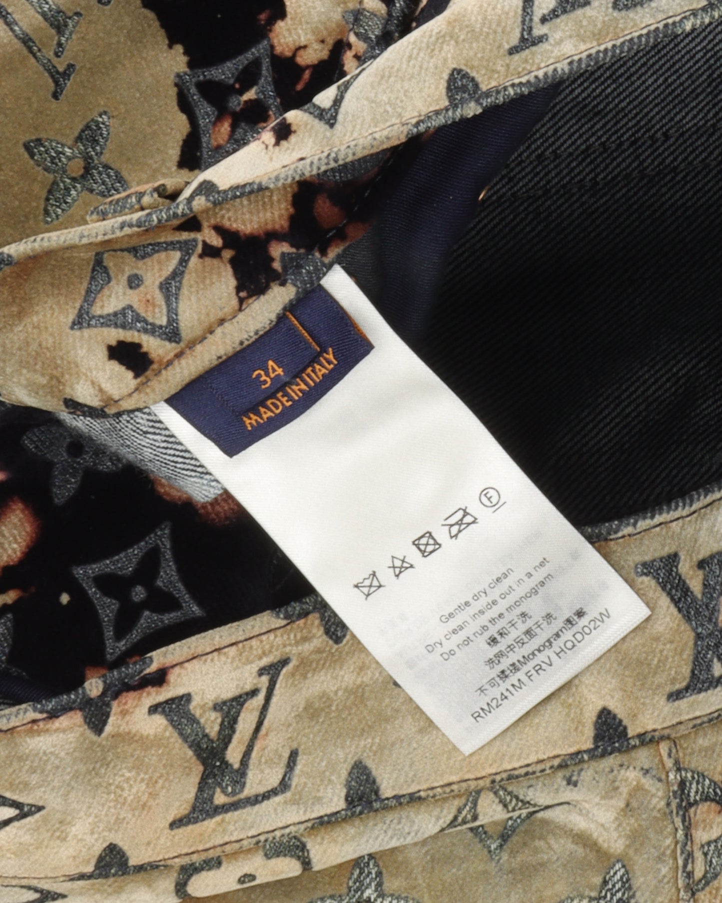 Bleach Effect Monogram Denim Pants