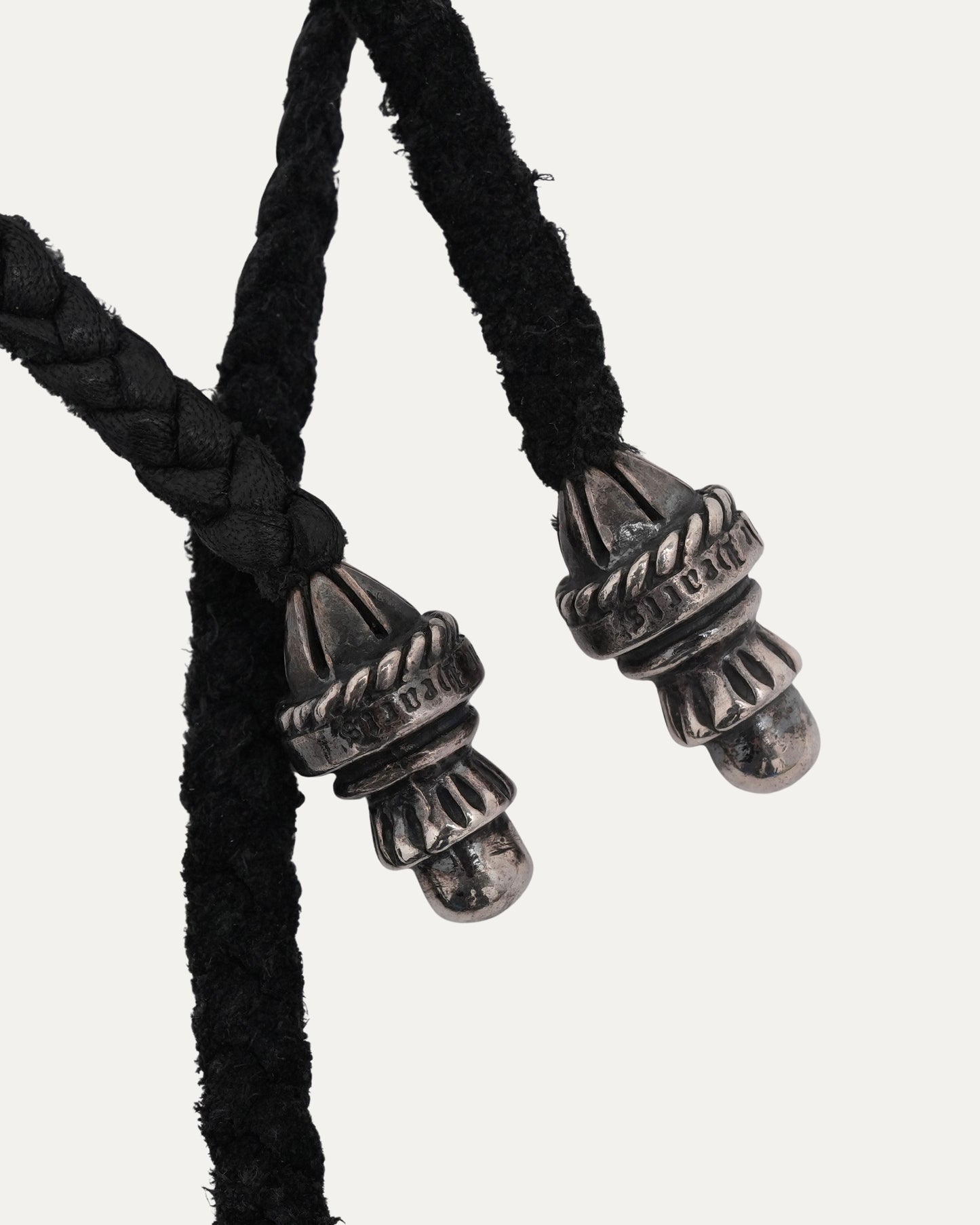 Cross Pendant with Braided Leather Necklace