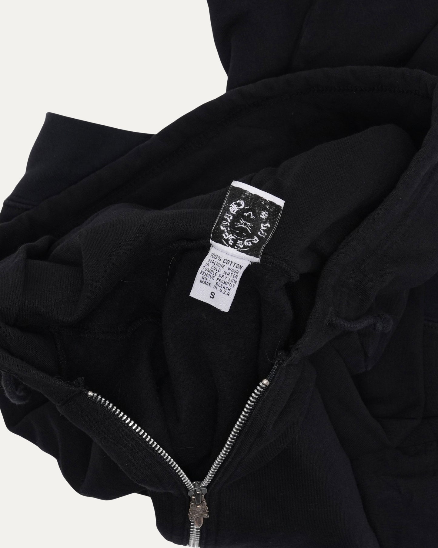 Hairy Cross Patch Zip Up Hoodie