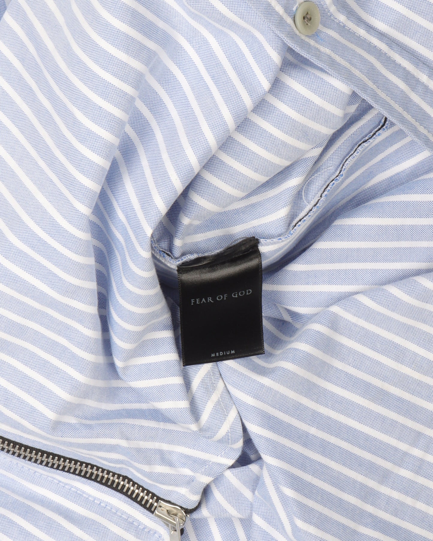 Fourth Collection Zipper Detail Striped Short Sleeve Shirt