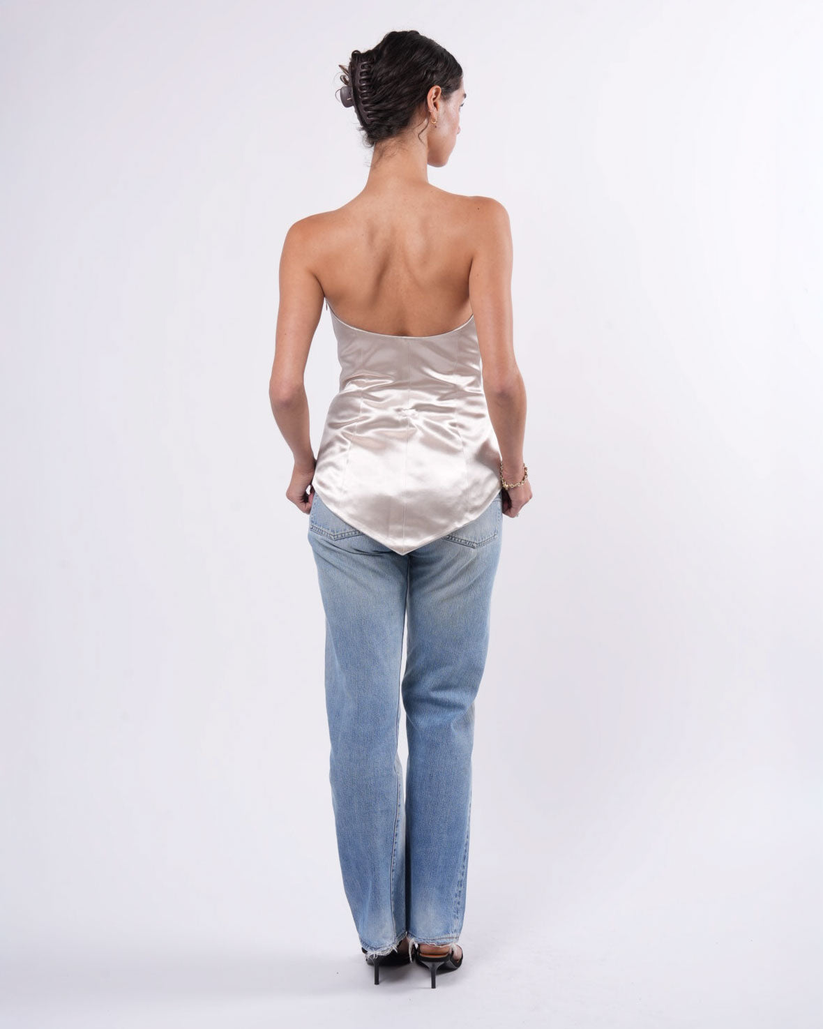 Oyster Satin Strapless Top (c. 2014)
