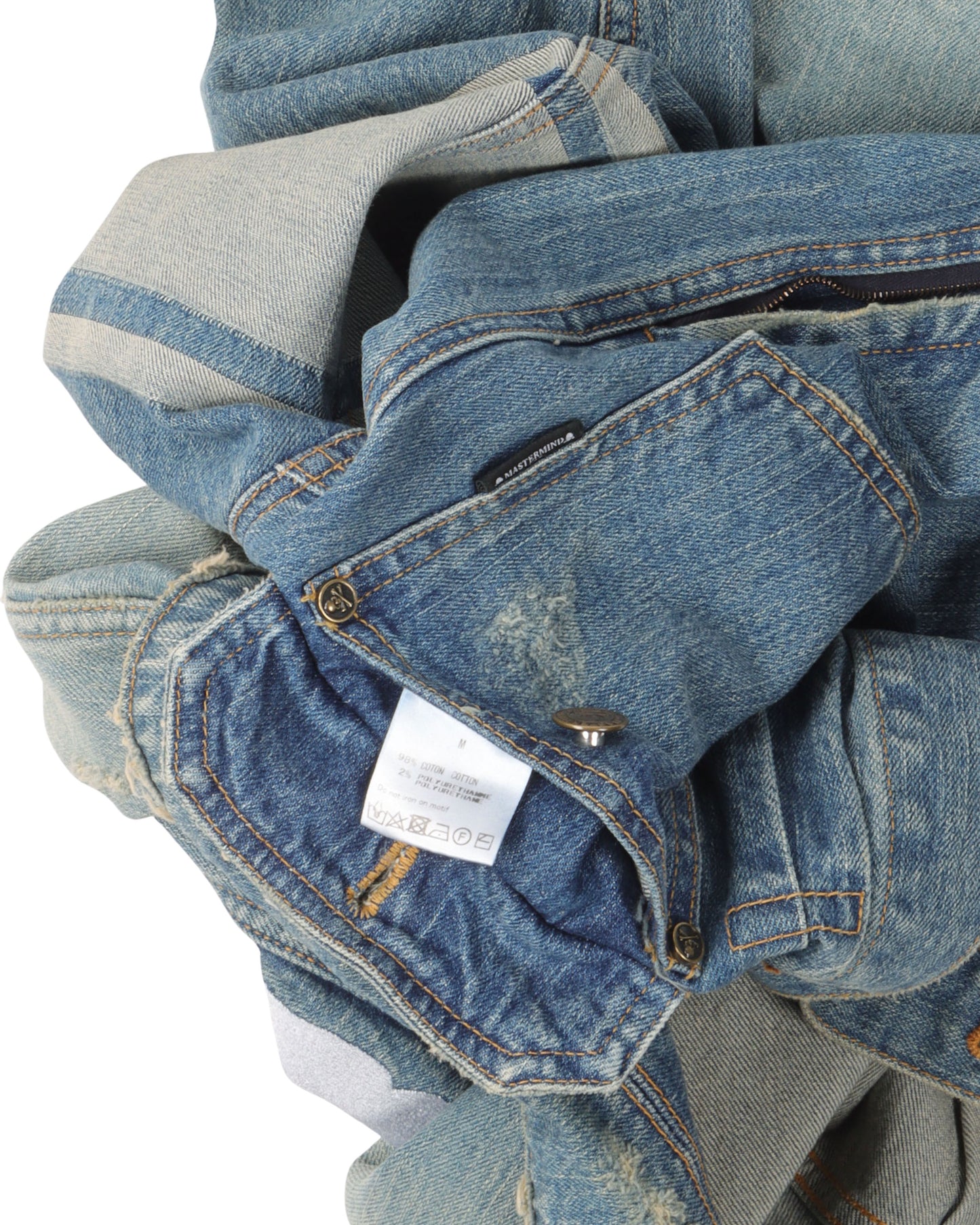 Distressed Jacquard Stripes Denim Jacket