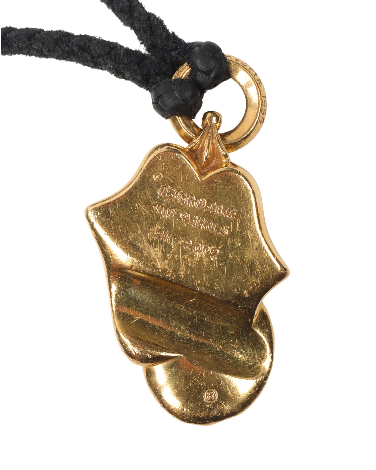 22k Gold Rolling Stones Pendant w/ Leather Necklace