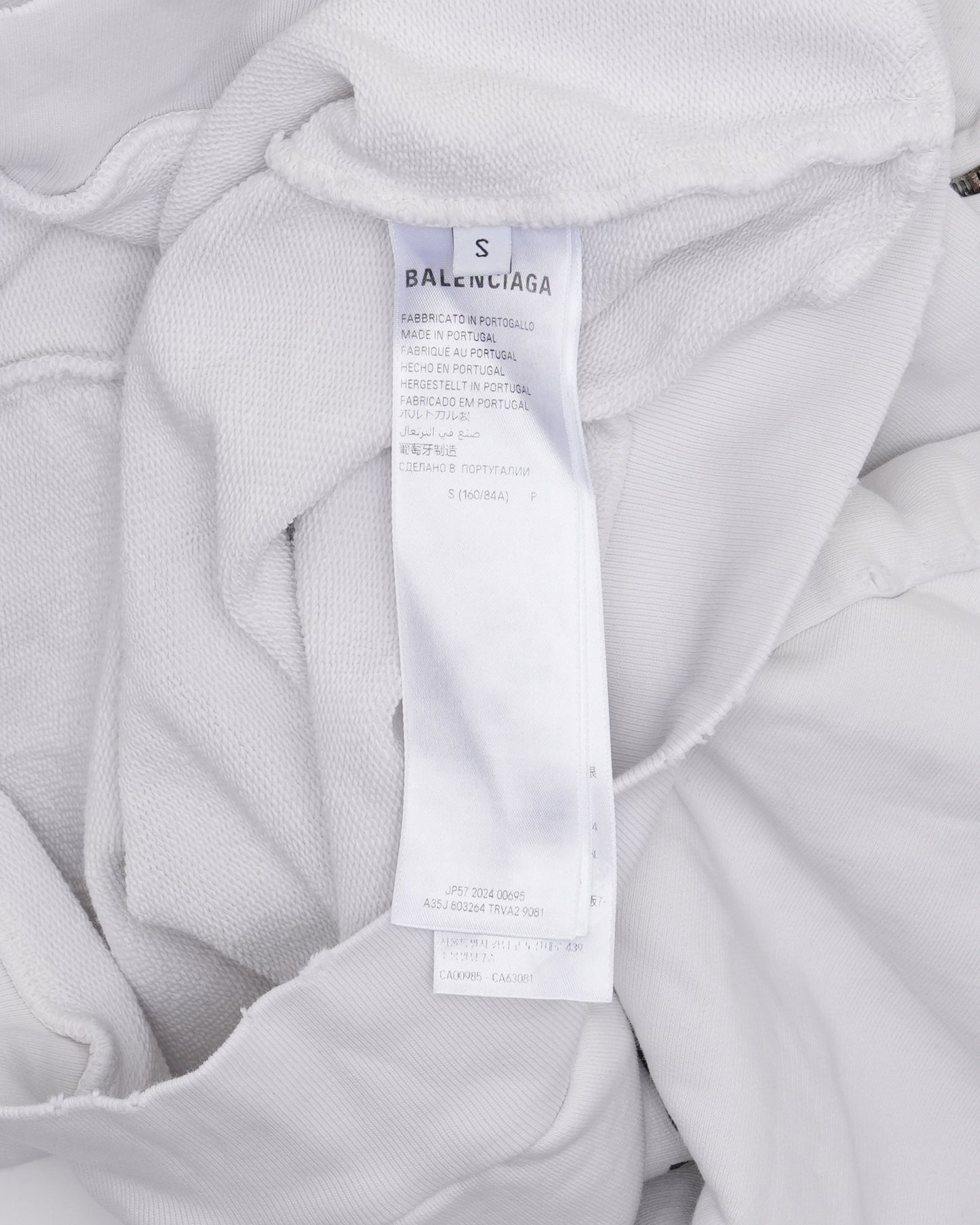 Reverse Logo Distressed Zip Up Hoodie