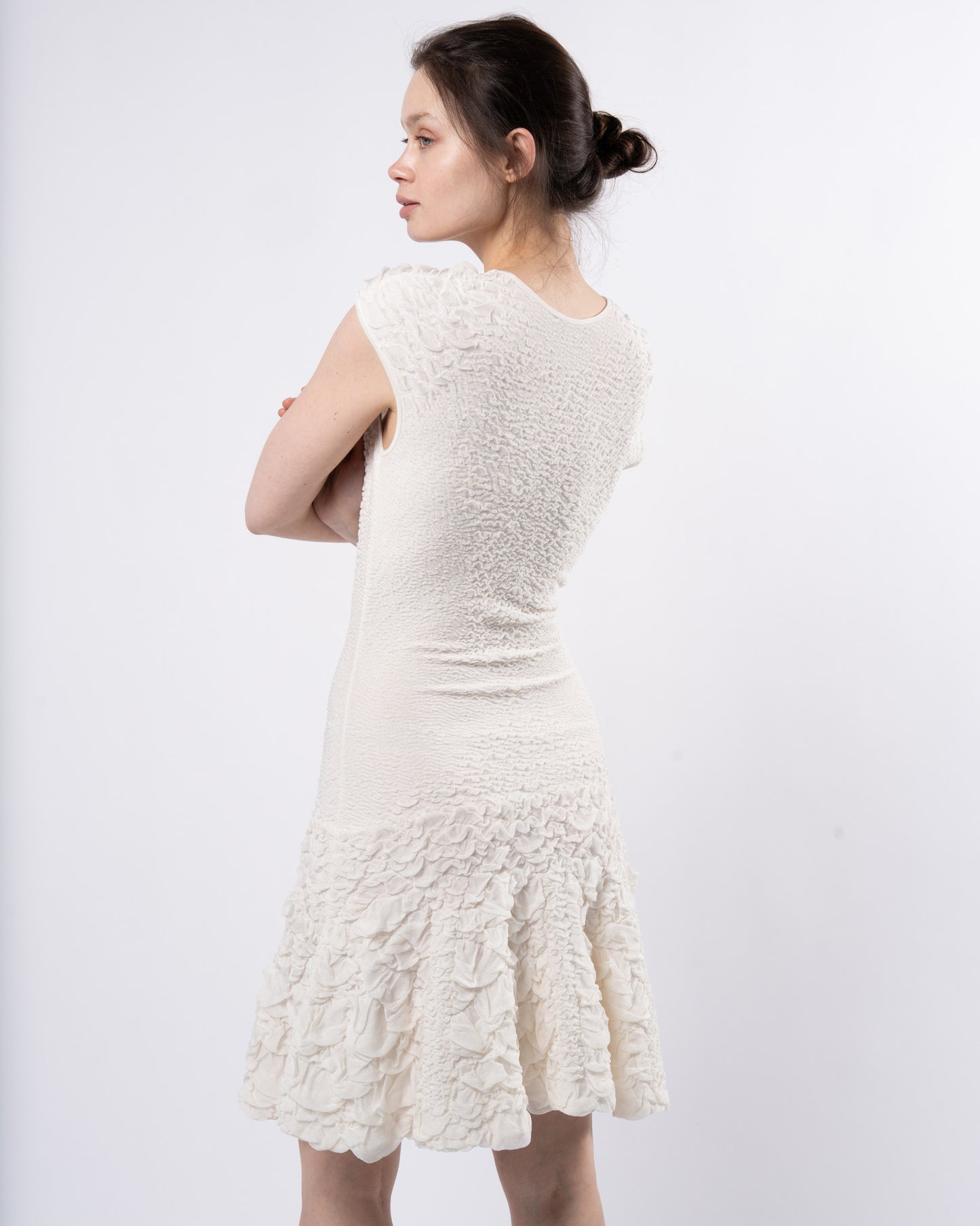 FW 1999 Ruched White Dress
