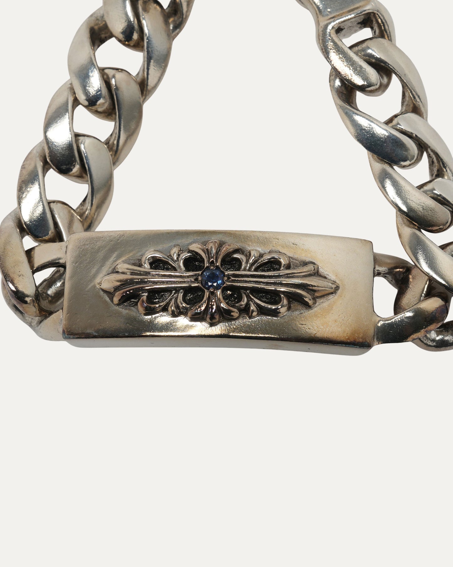 Sapphire Floral Cross ID Bracelet