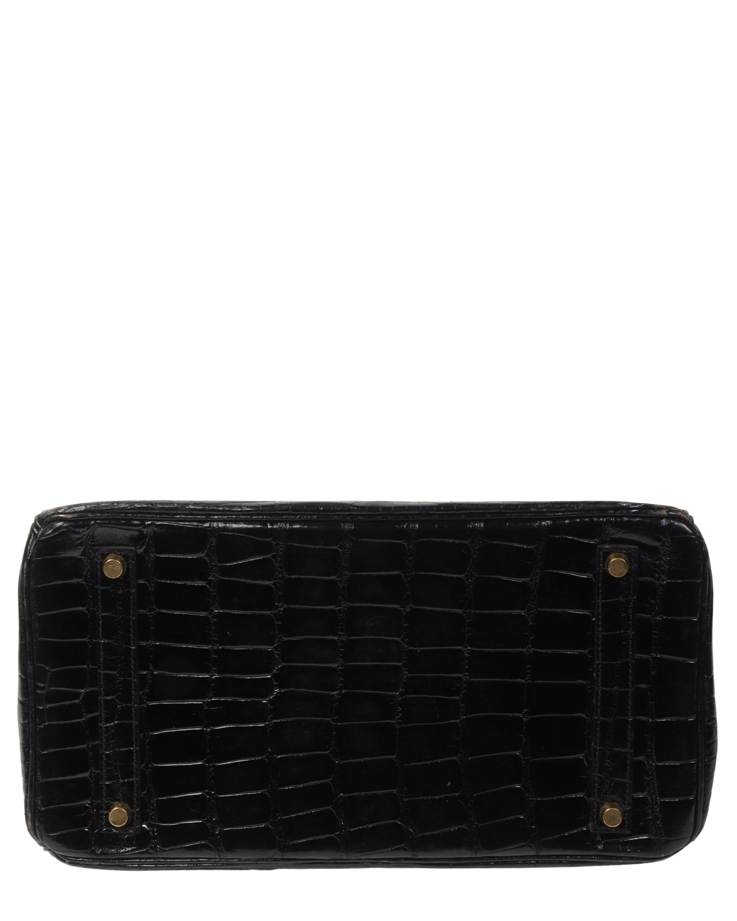 Black Shiny Alligator Mississippiensis Birkin 35 Brass Hardware