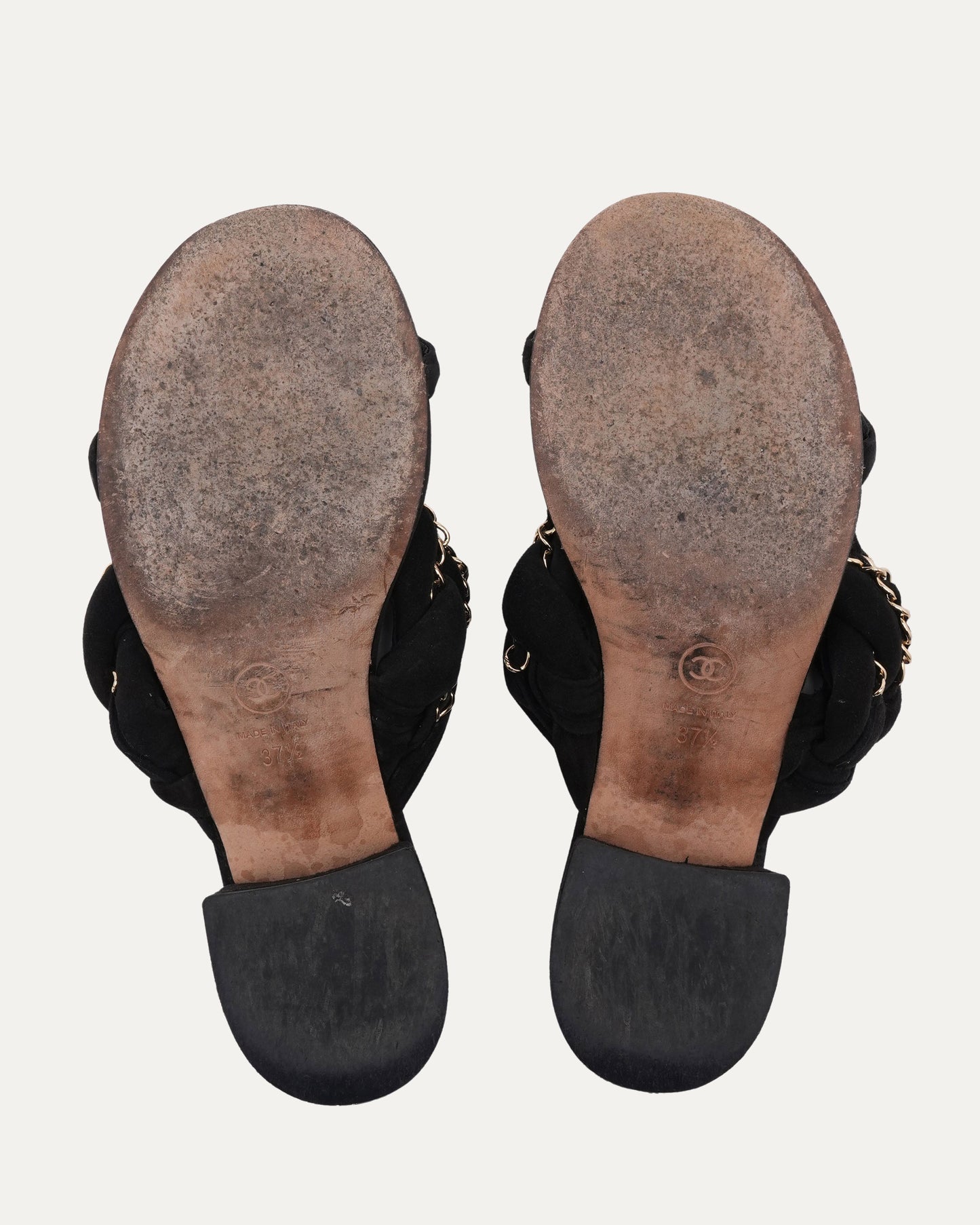 Chain Embellished Suede Slide Sandals