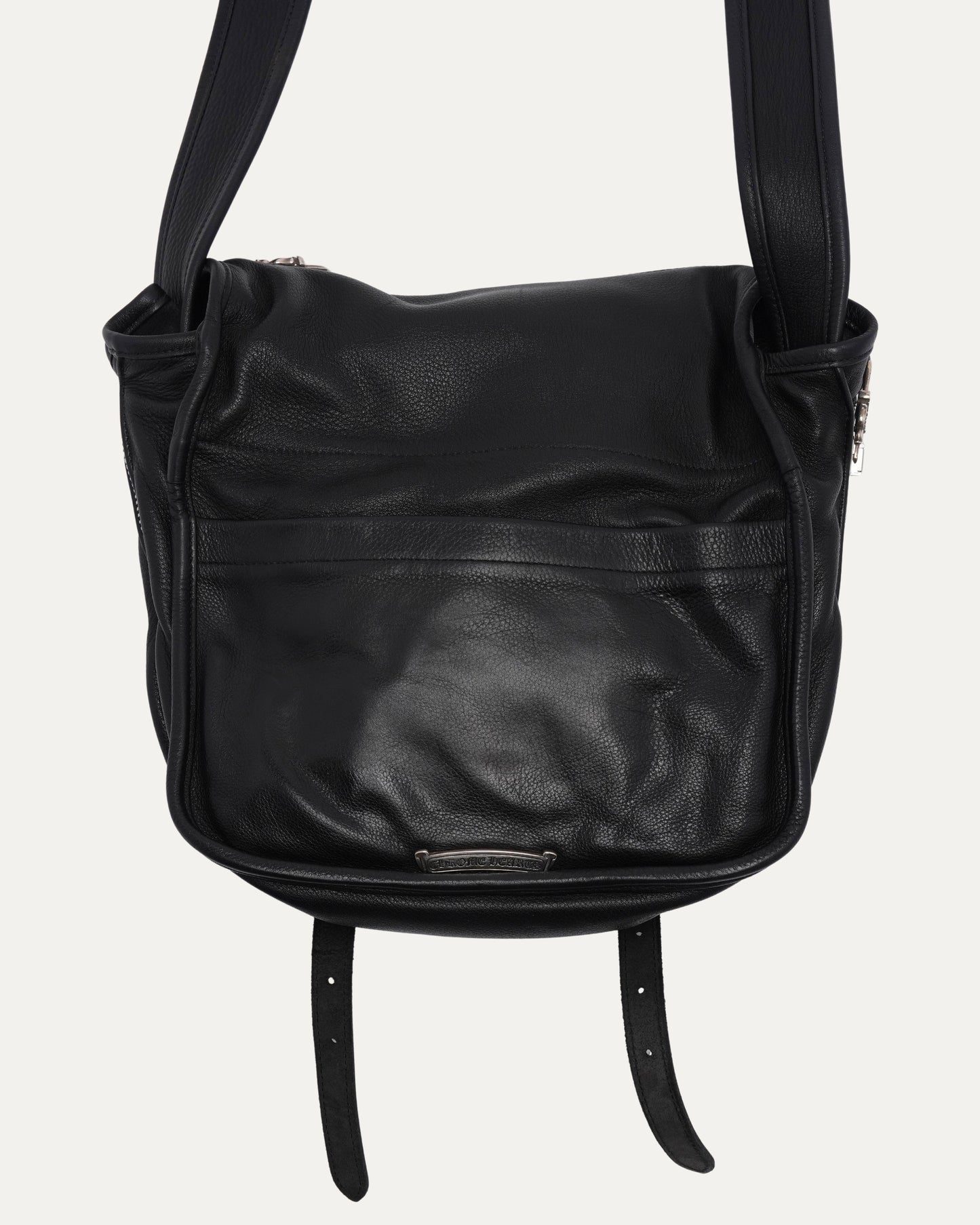 Silver Embellished Cross Patch Messenger Bag