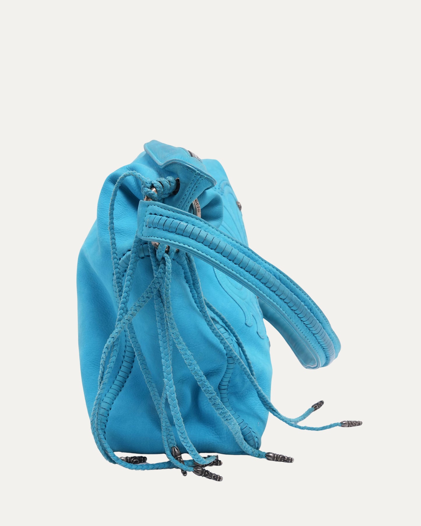 Embellished Fleur Patch Tassel Hobo Bag