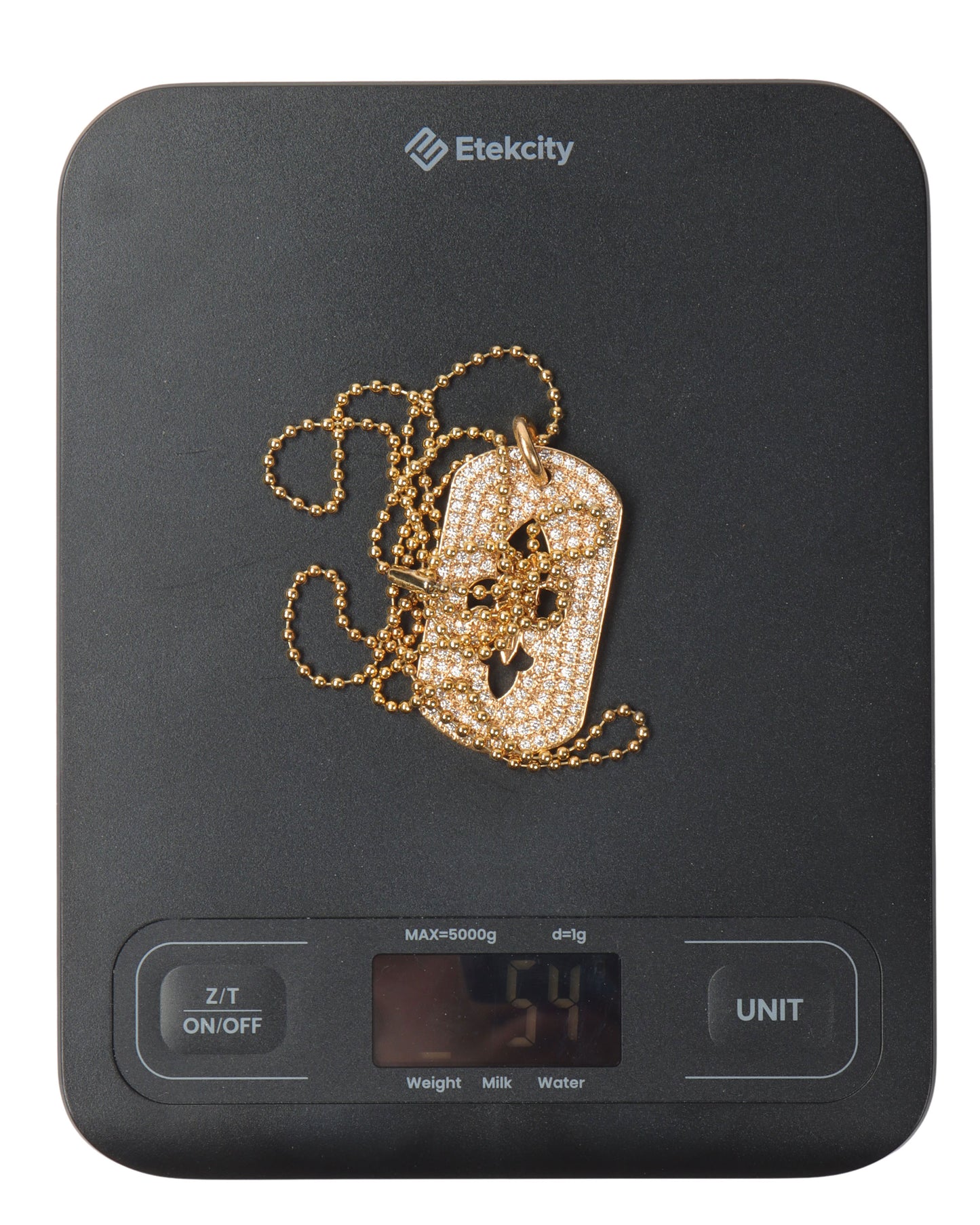 22k Gold & Diamond Fleur Cross Dog Tag Pendant w/ Chain