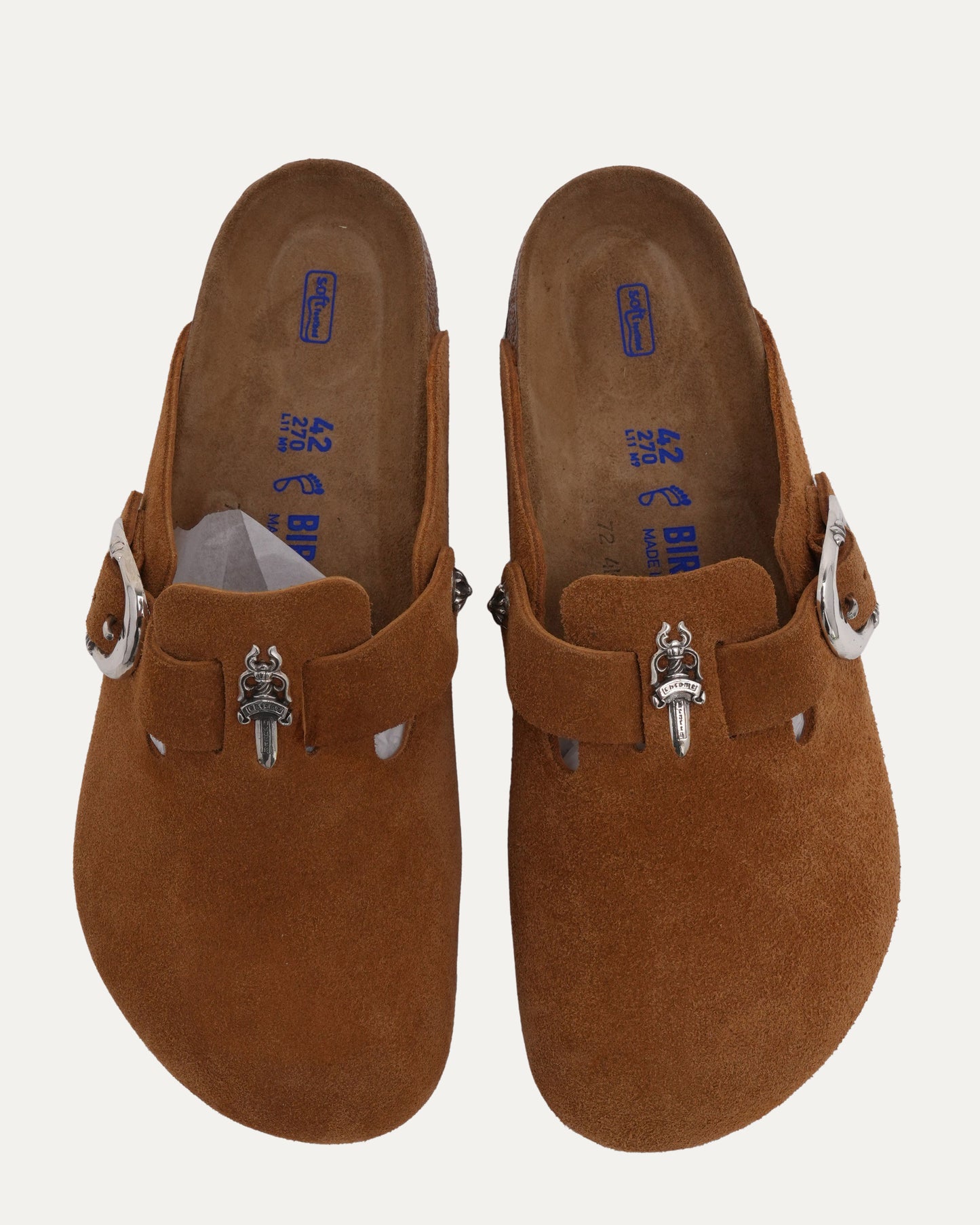 Dagger Embellished Birkenstock Boston Suede Mule