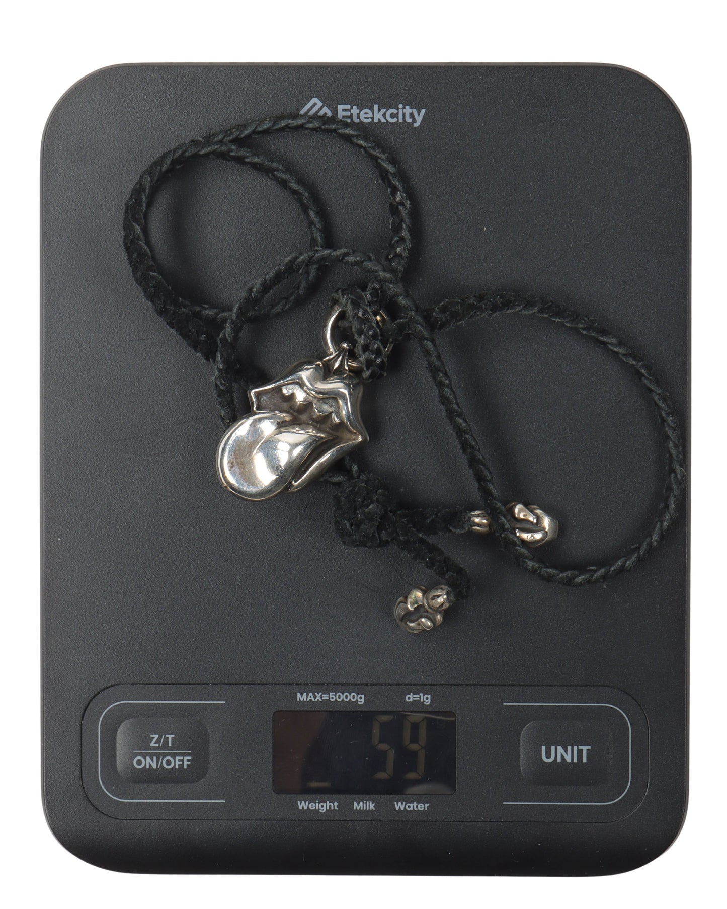 Silver Rolling Stones Pendant w/ Leather Necklace