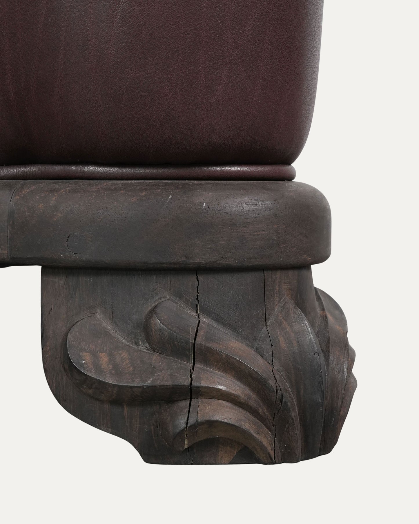 Leather Cross Patch Lounge Chair & Ottoman Set