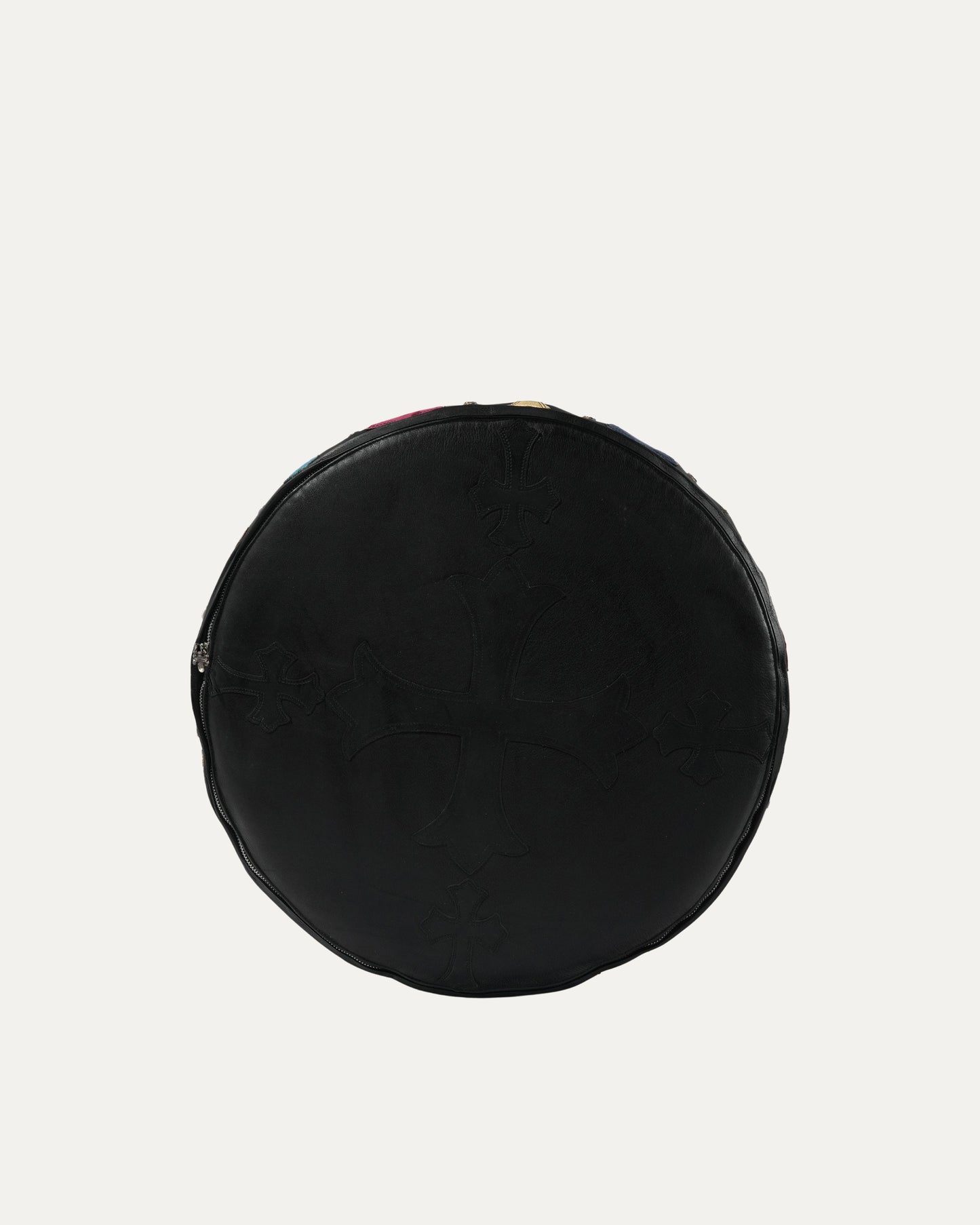 Leather Multicolor Cross Patch Stool