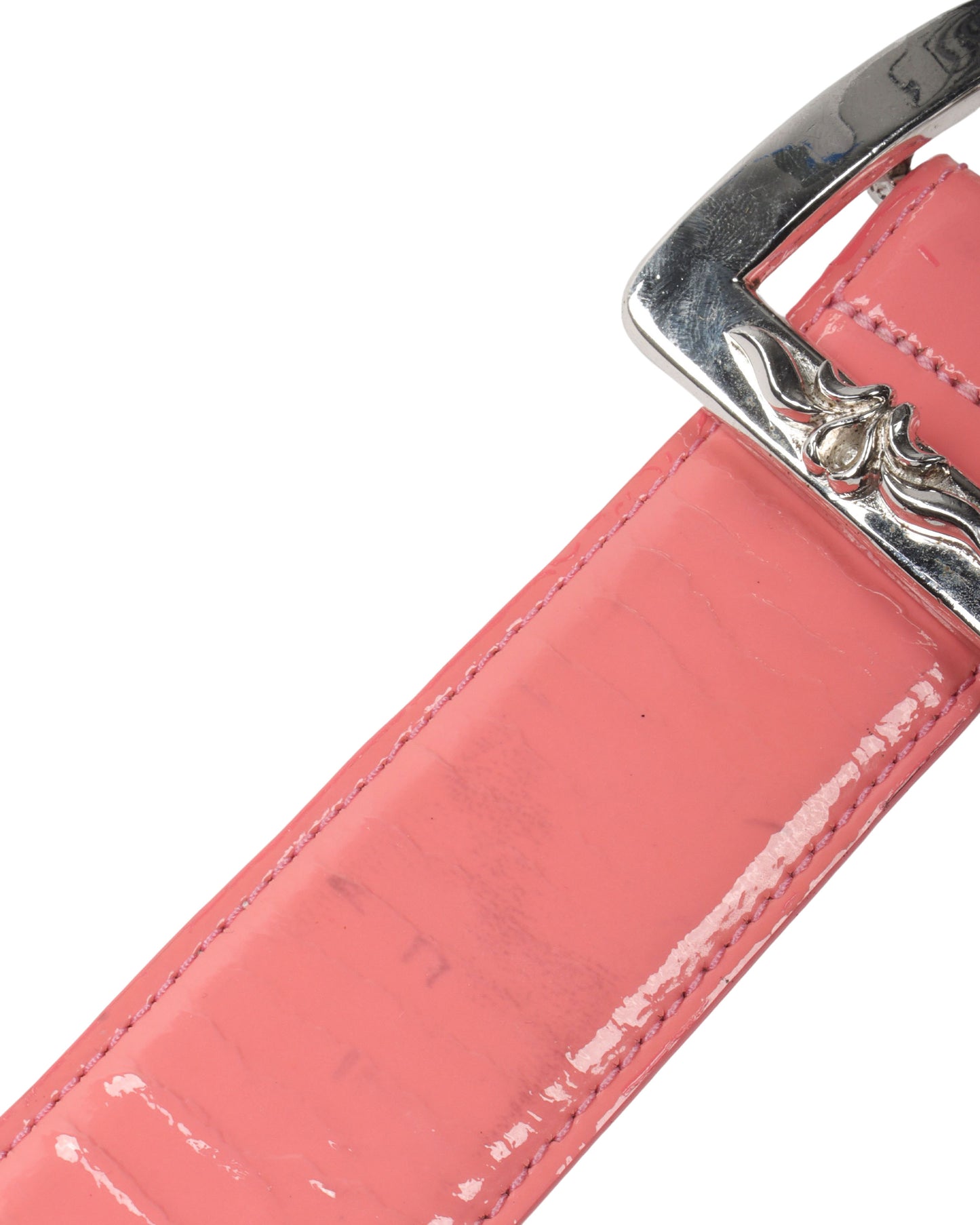 Square Buckle Patent Leather Belt