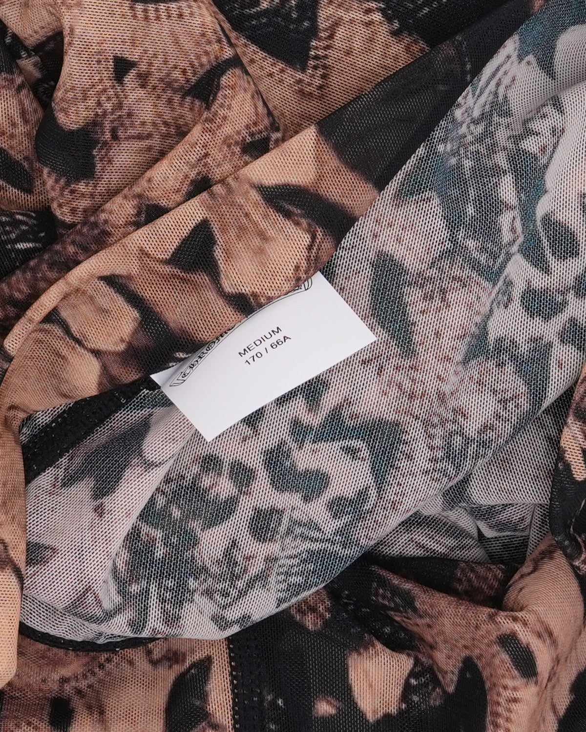 Waterfall Cross Patch Print Flared Mesh Pants