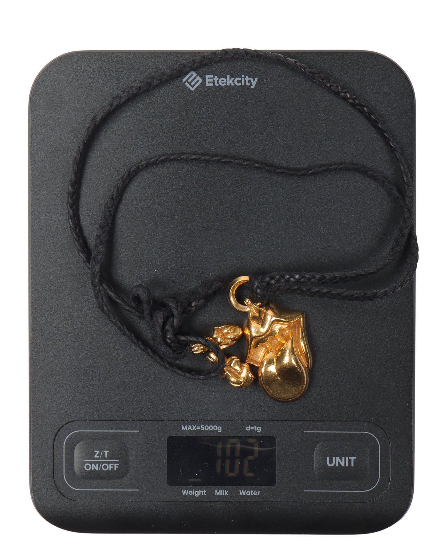 22k Gold Rolling Stones Pendant w/ Leather Necklace