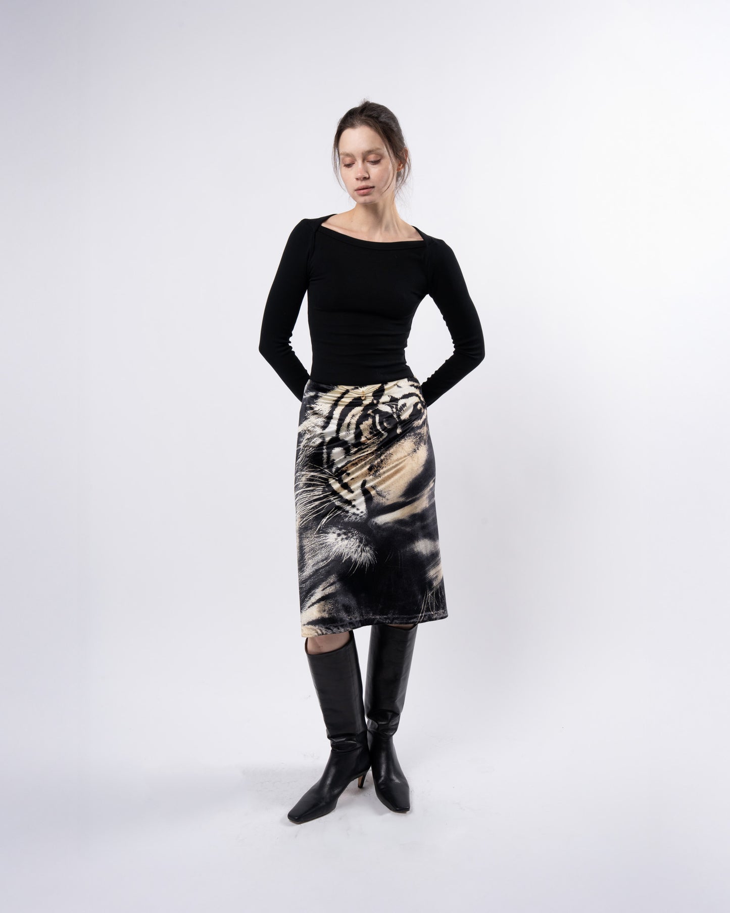 2001 Velvet Tiger Skirt With Gold Detail