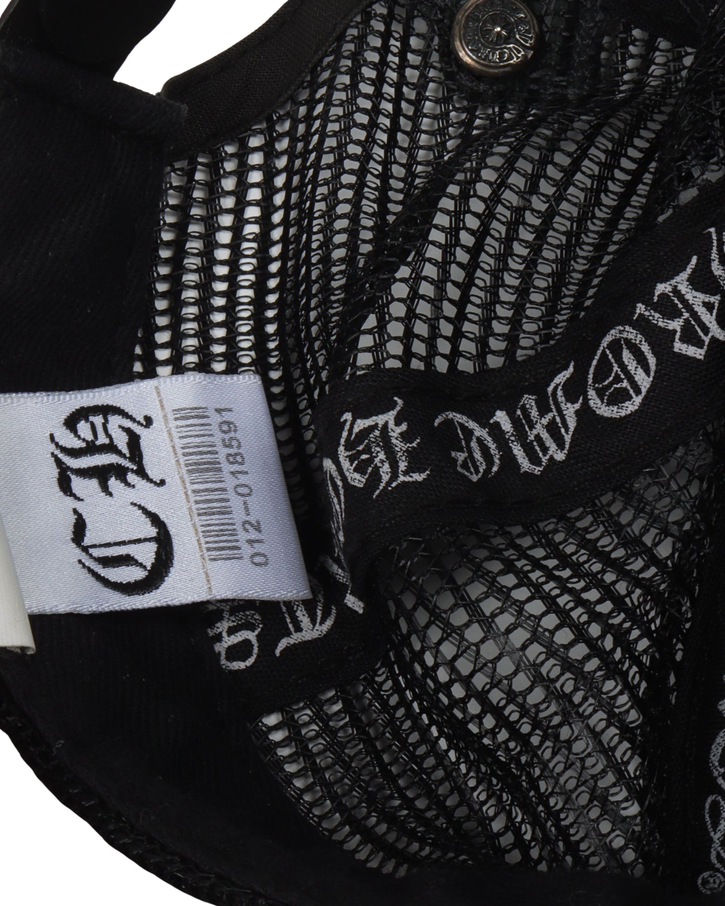 Silver Embellished Fleur Patch Leather Trucker Hat