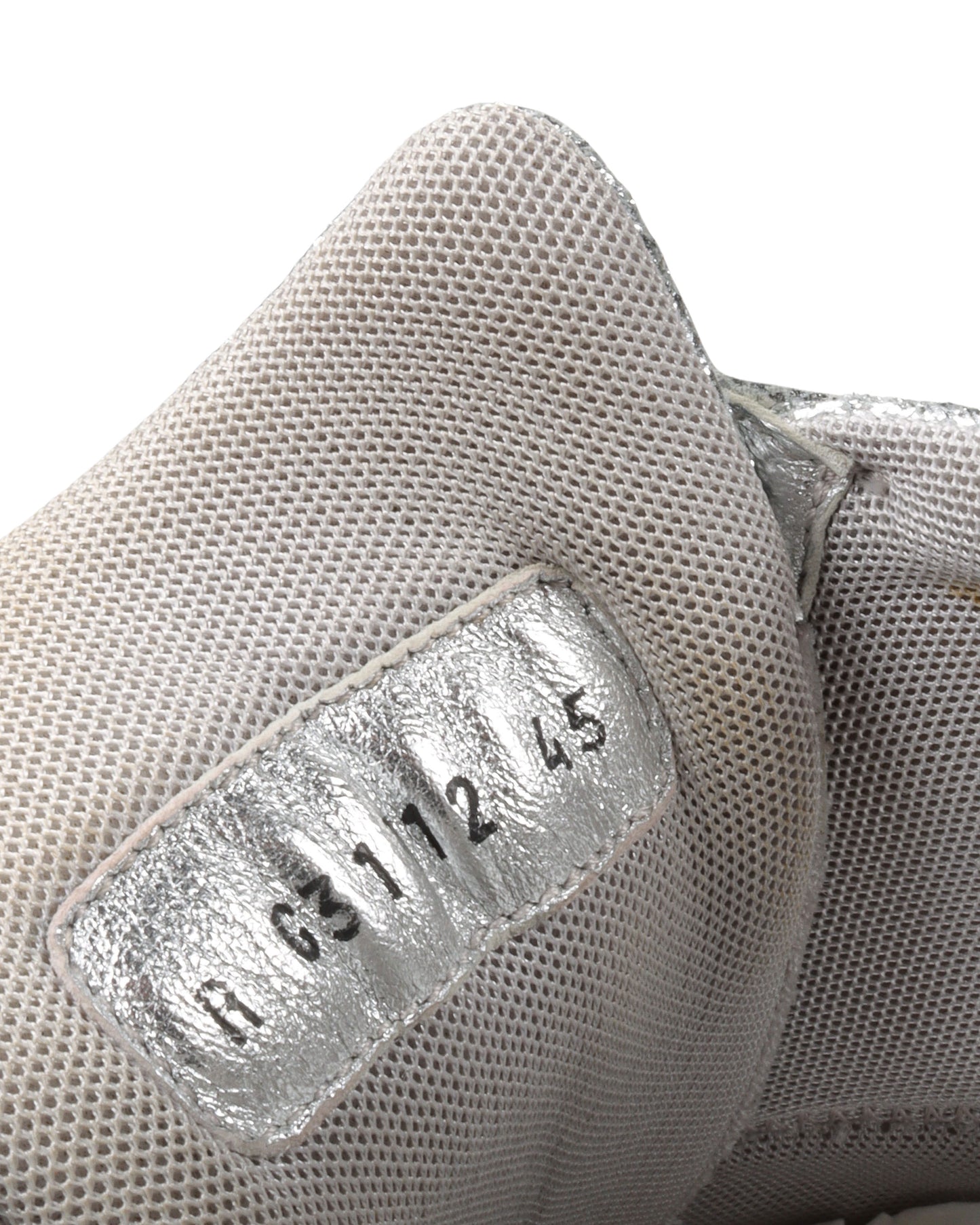 Metallic Silver Cracked Leather Trainer Sneaker