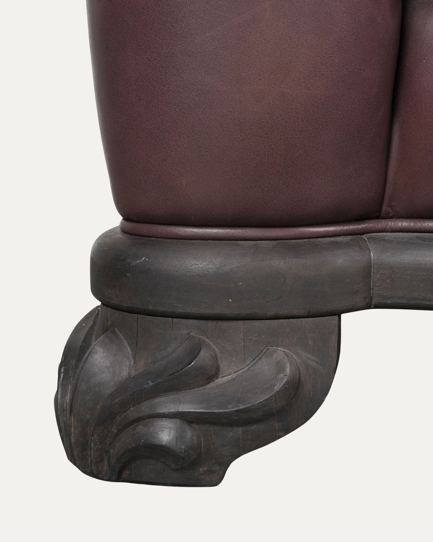 Leather & Ebony Wood Cross Patch Sofa