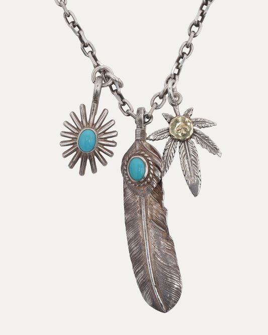 Turquoise Feather Uni Leaf Pendant Necklace