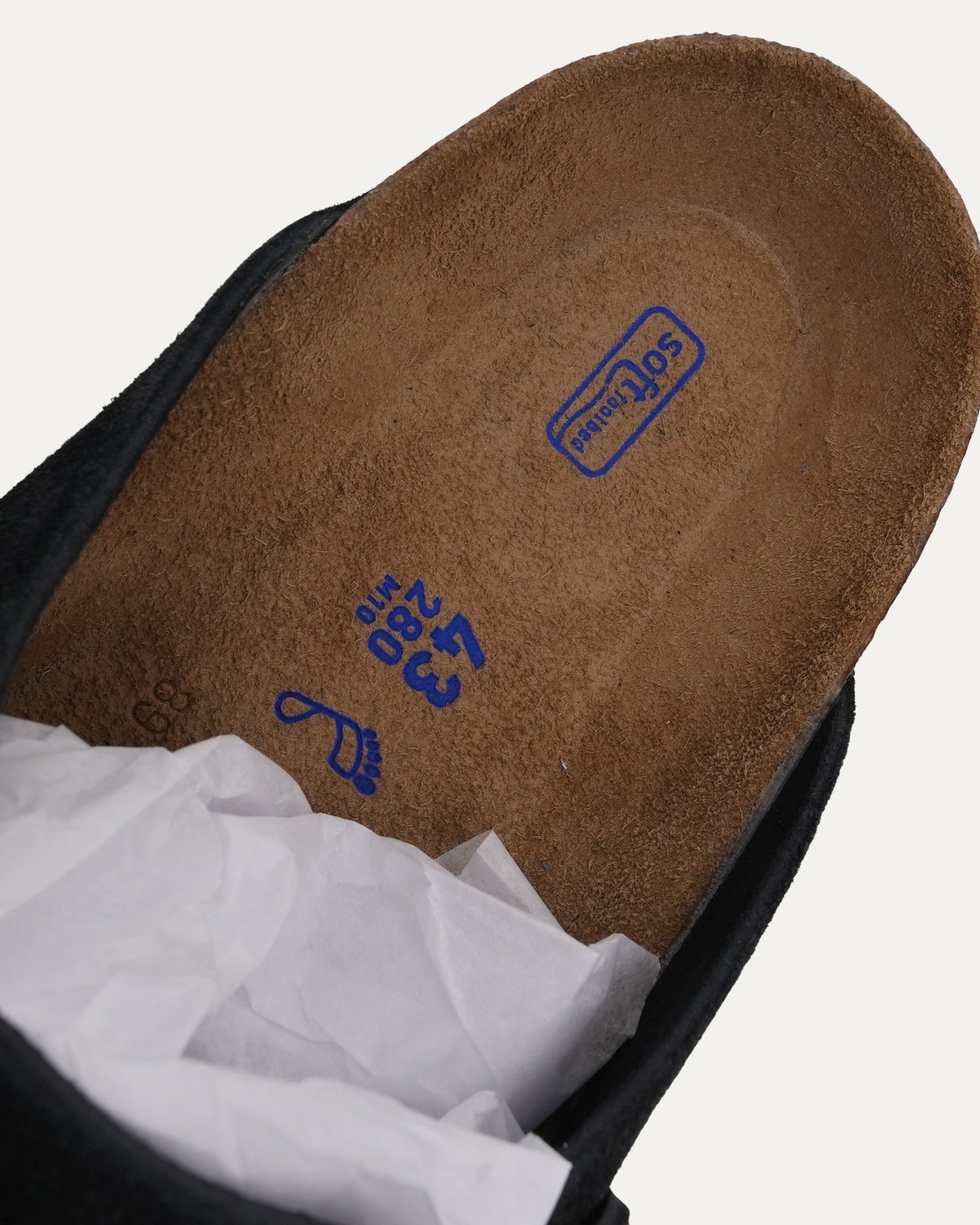 Cross Embellished Birkenstock Boston Suede Mule