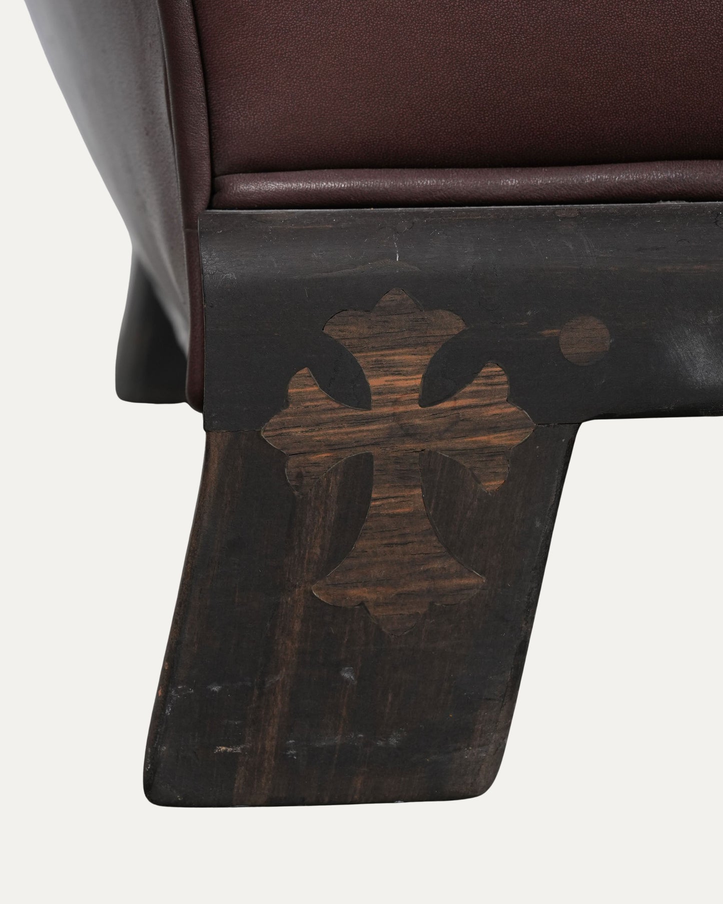 Leather Cross Patch Lounge Chair & Ottoman Set