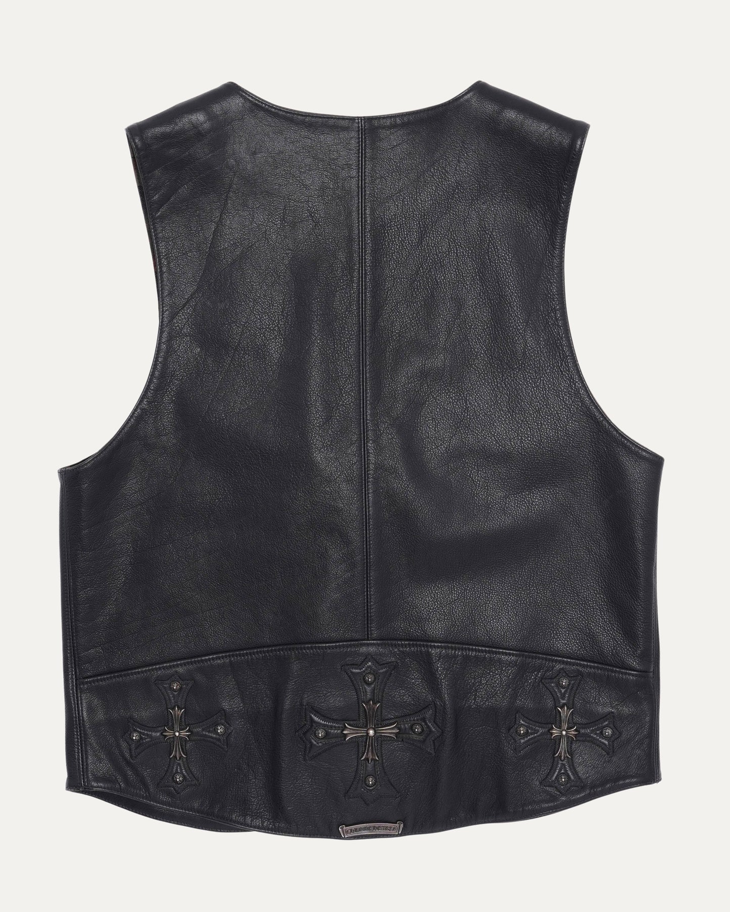 Silver Embellished Plus Cross Patch Leather Vest