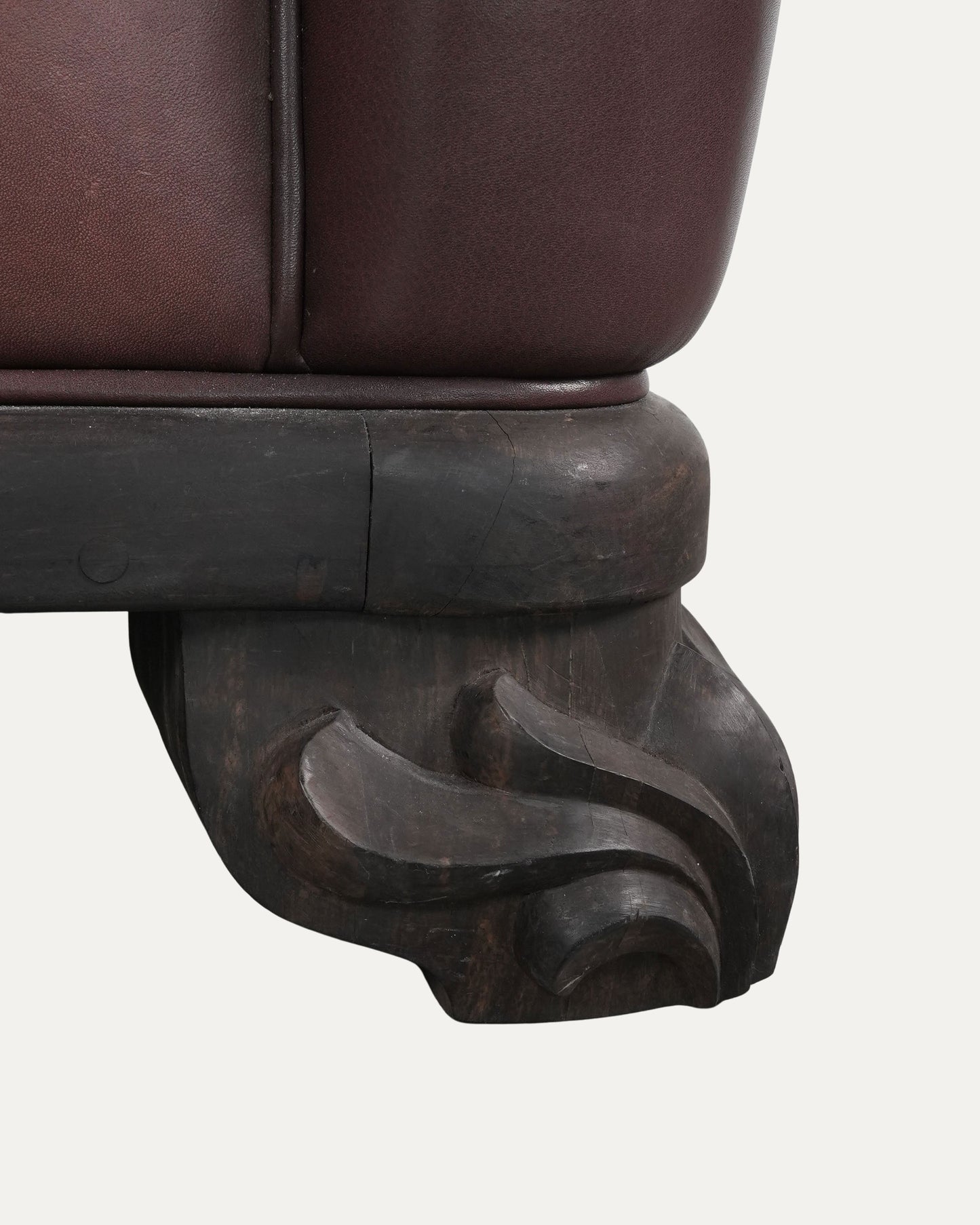 Leather Cross Patch Lounge Chair & Ottoman Set
