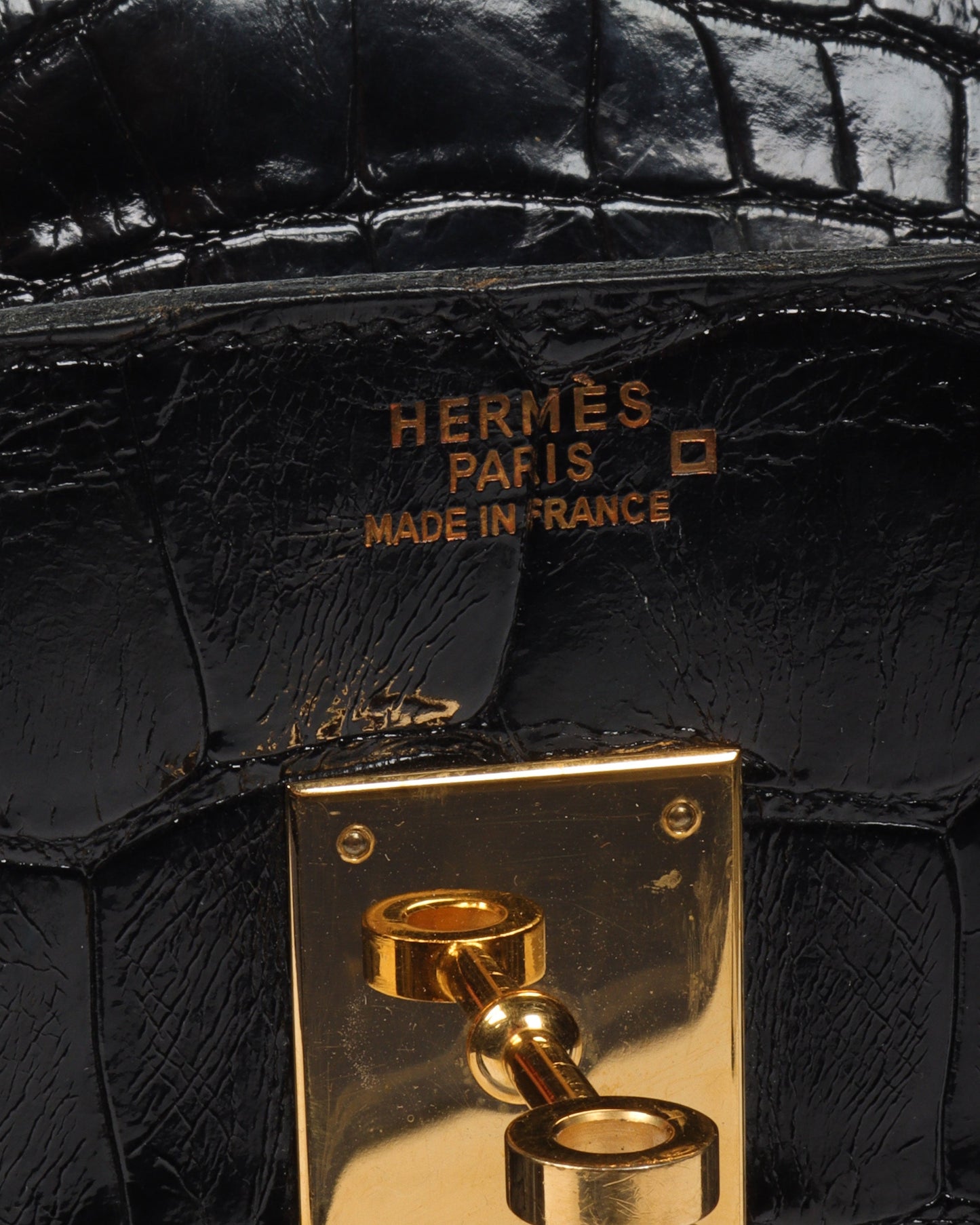 Black Shiny Alligator Mississippiensis Birkin 35 Brass Hardware