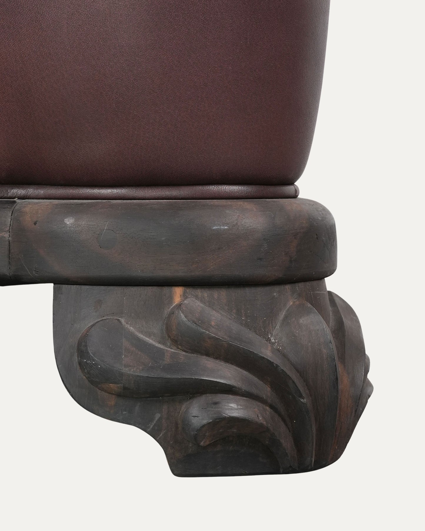 Leather & Ebony Wood Cross Patch Sofa