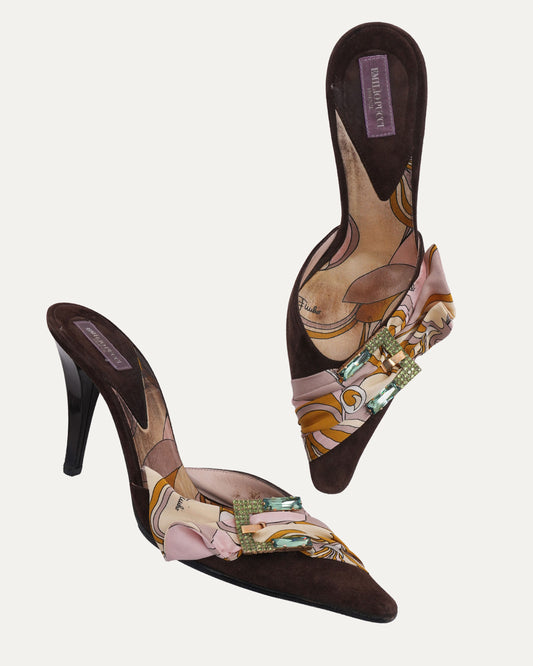 Scarf and Gem Embellished Heels