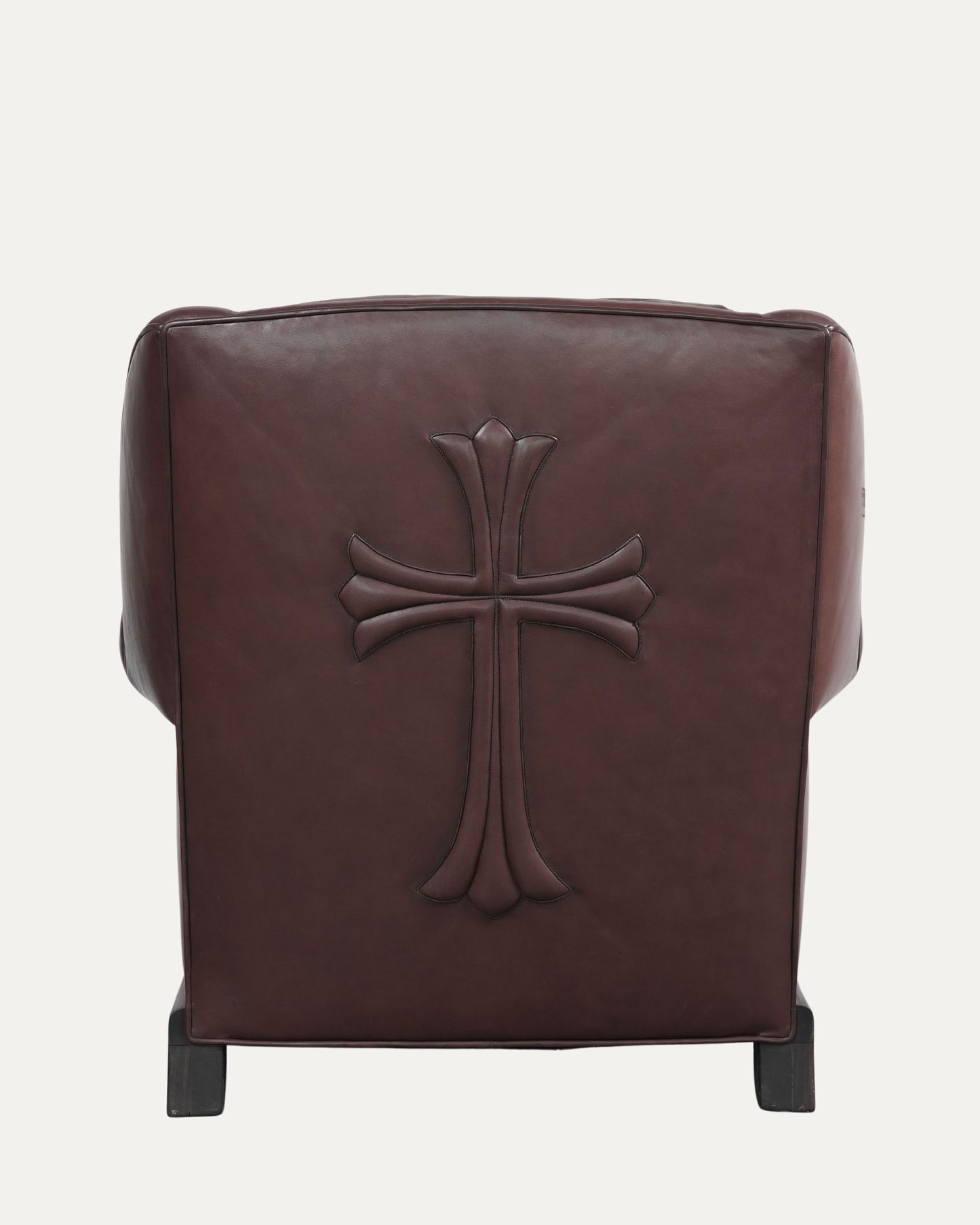 Leather Cross Patch Lounge Chair & Ottoman Set