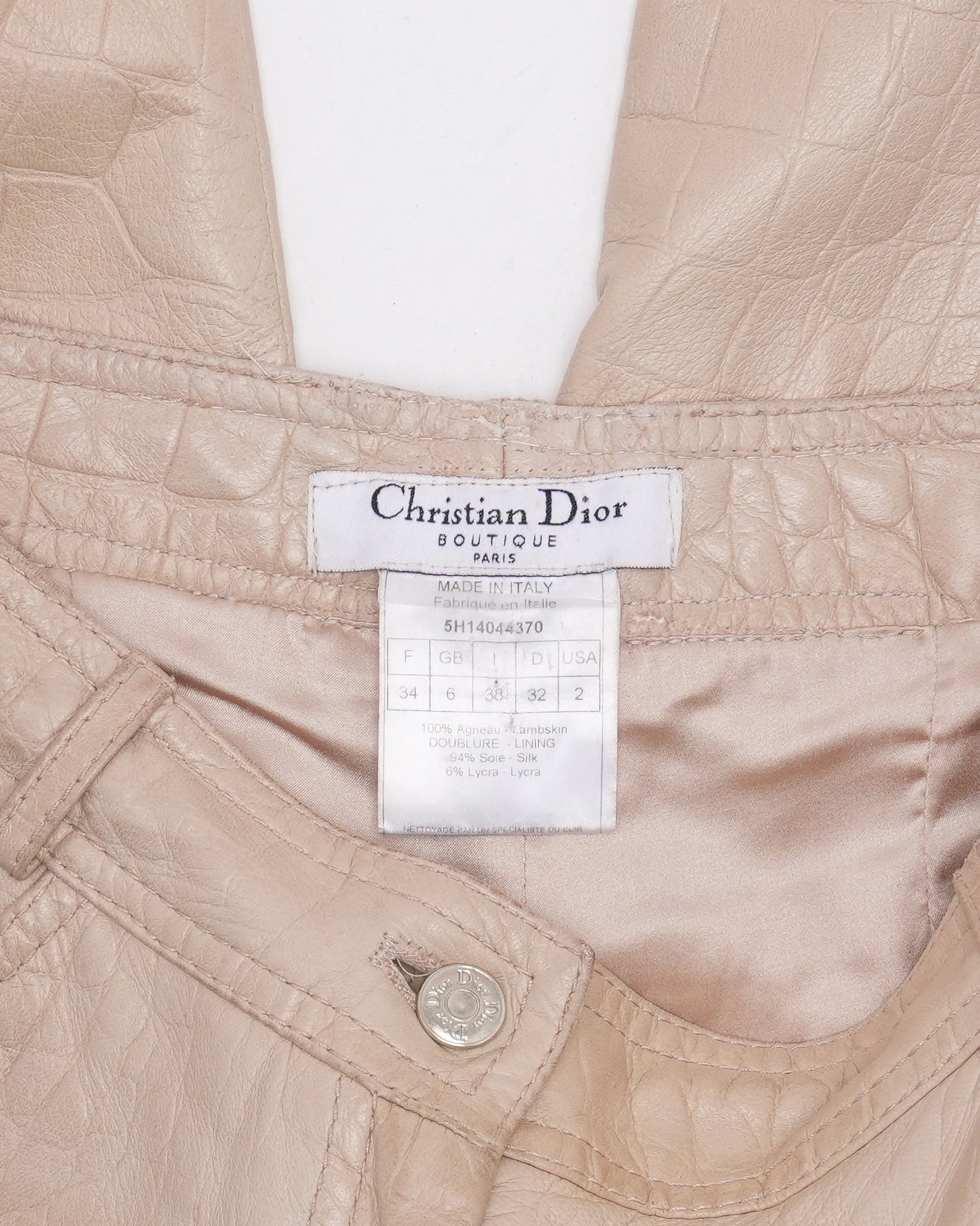 Crocodile-Effect Leather Pants