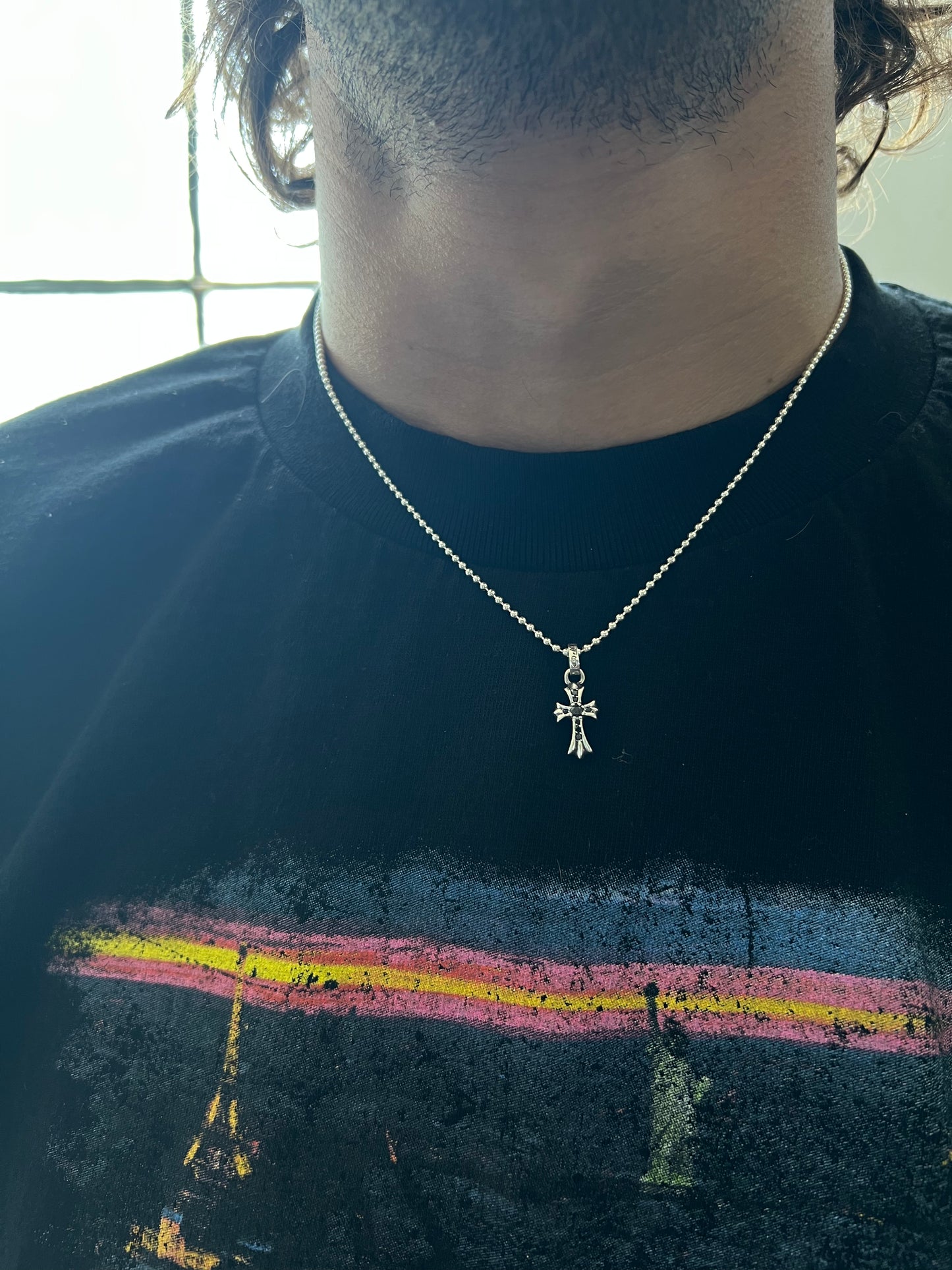 Black Diamond Cross Pendant w/ Chain