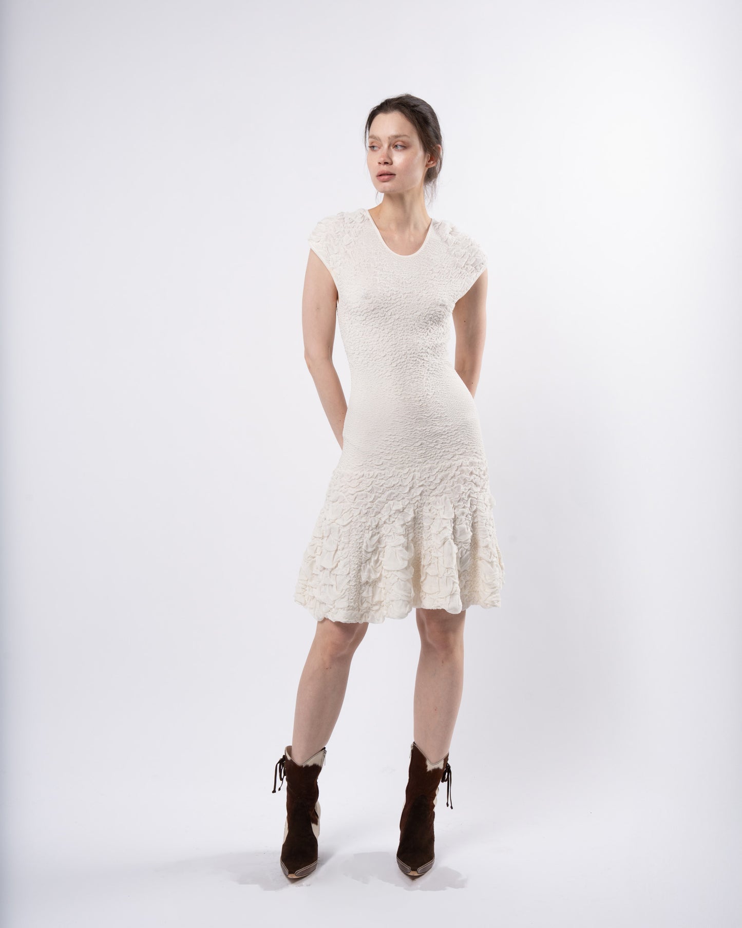 FW 1999 Ruched White Dress