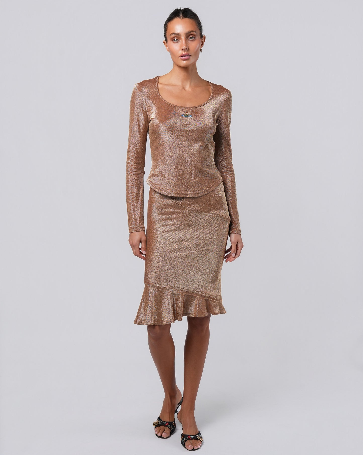Gold Lurex Orb Top and Skirt