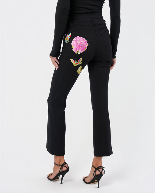 FW 2002 Flower And Butterfly Embroidered Pants