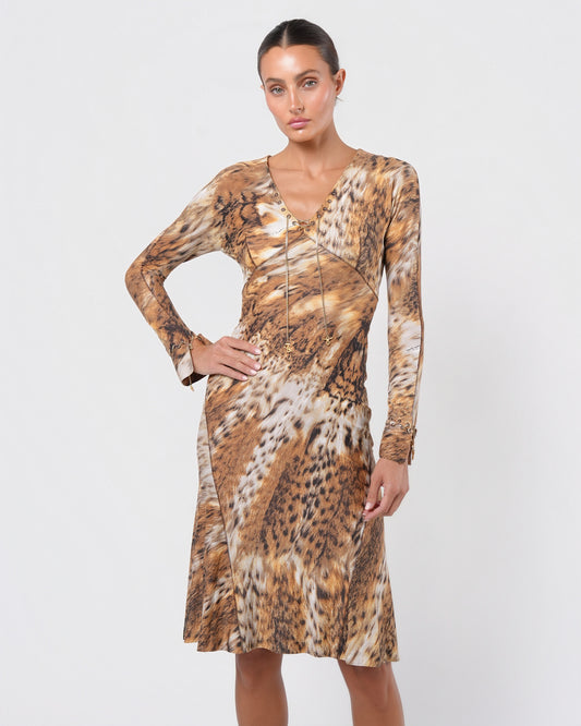 2000s Leopard Print Dress With Chain Detail