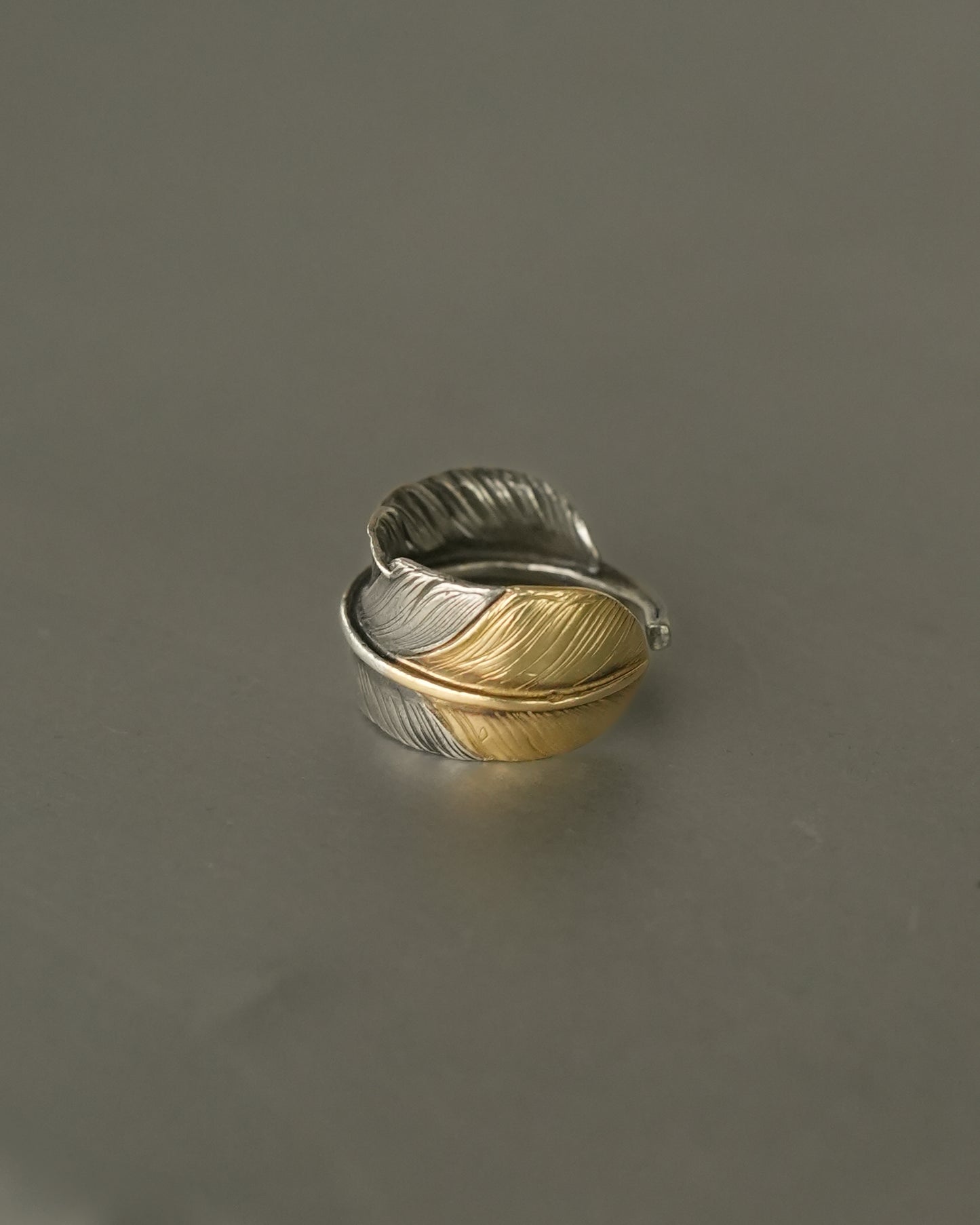 Silver and Gold Feather Ring