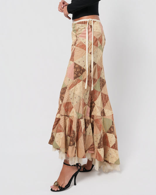 Patchwork Skirt With Tulle Underlayer