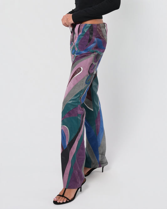 SS 2002 Suede And Leather Patchwork Pants