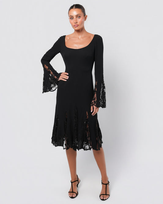 2000s Beaded Lace Insert Dress