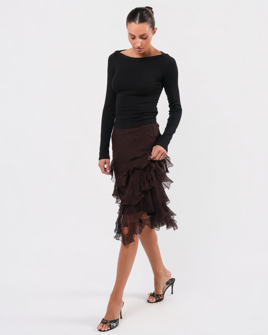Galliano Era Silk Ruffle Skirt