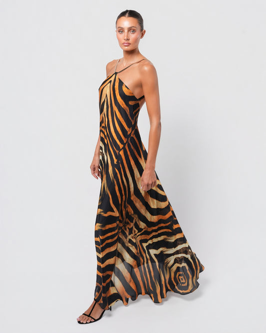 Tiger Print Silk Gown