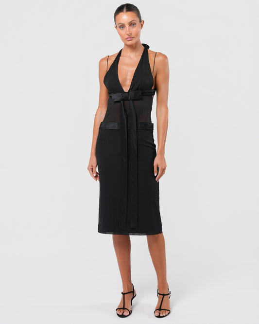 SS 2004 Halter Neck Silk Bow Dress